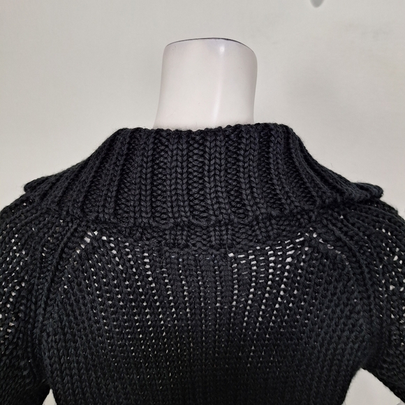Express NEW Black Wool Blend Preppy Romantic Whimsigoth Knit Cardigan Sweater *M - Picture 6 of 12